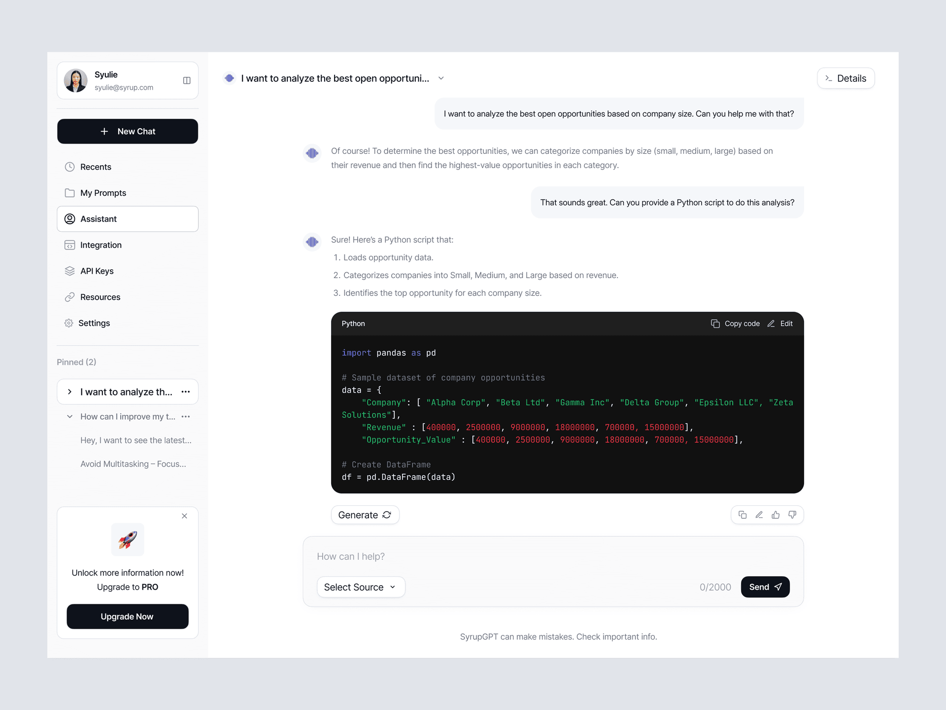 Syrup GPT settings and configuration