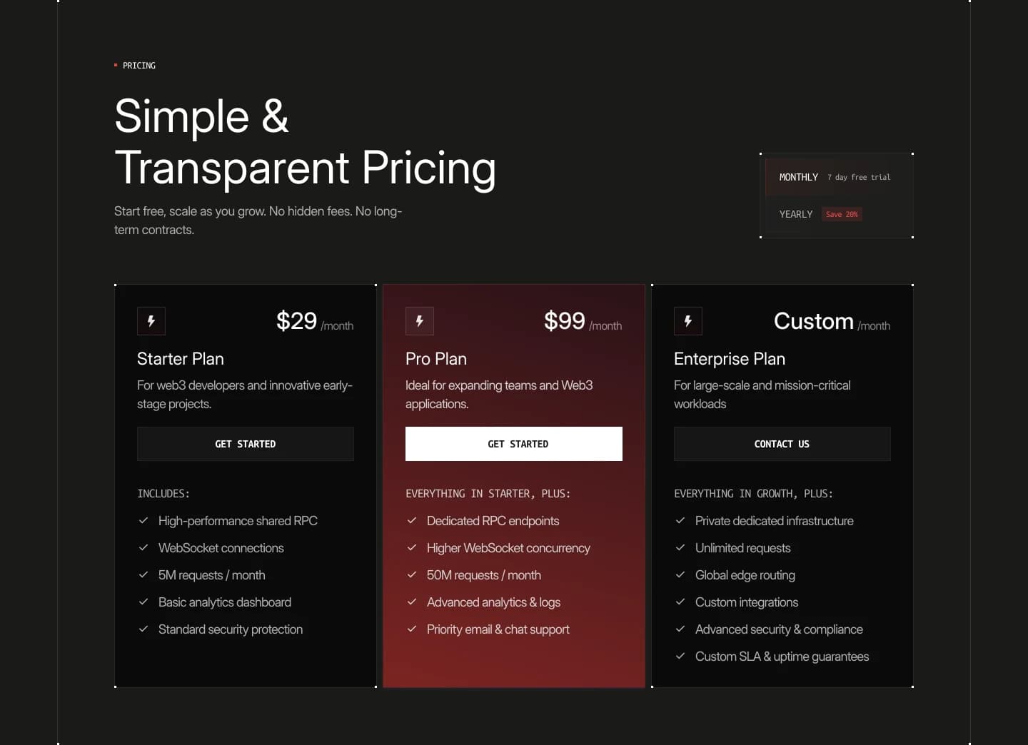 Infrazen pricing section